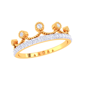 แหวนมงกุฎทองคำสุดหรูประดับเพชรทรงกลมเจียระไนอย่างวิจิตร - เครื่องประดับราชินีสำหรับงานแต่งงานและงานเลี้ยง - Product Image 2