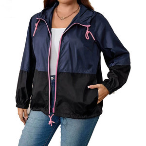 OEM/ODM Women Hooded Windbreaker <b>Jacket</b> Color Panel Full Zipper Outdoor Streetwear Style Women Nylon Windbreaker <b>Jackets</b> - Product Image 2