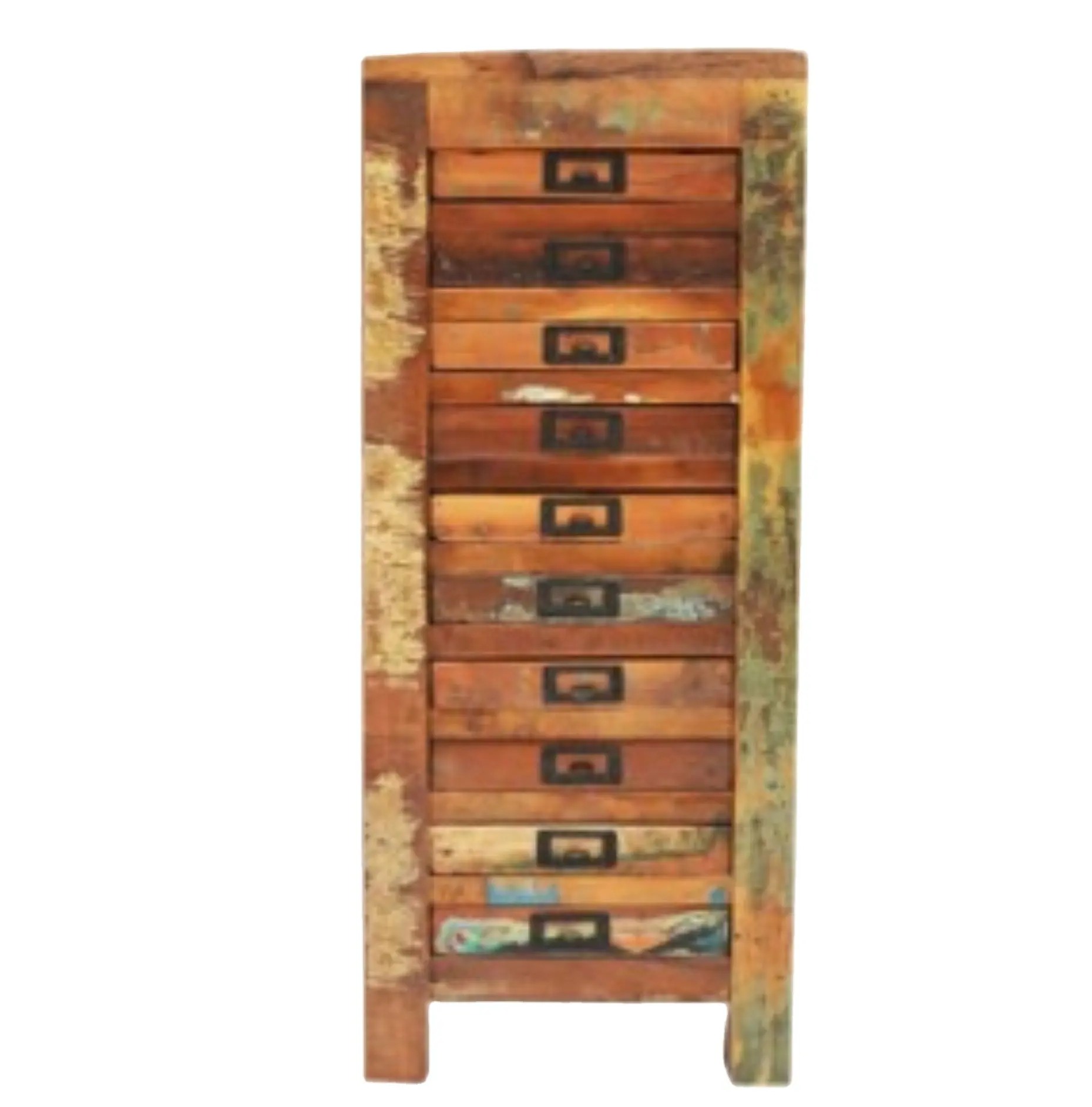 Nirvana Reclaimed 10 Drawer Paper Filing Chest For Home And Living Room Antique Designer Luxury Furniture