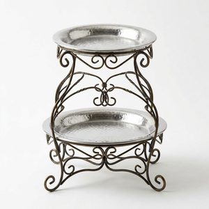 Handmade SS304 Buffet <b>Riser</b> 28 cm Antique Brass Frame Food Safe Plates Jaal Wire Scroll Display <b>Riser</b> for Home Decor Hotels - Product Image 3