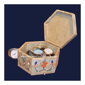 Cajas de joyería talladas en piedra natural con forma hexagonal duradera Cajas de anillo mejor acabadas y pulidas para festivales - Product Image 2