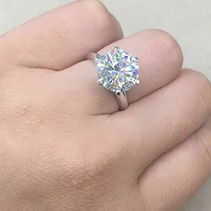 แหวนหมั้นมอยซาไนต์ แหวนเงินแท้ 925 แหวนแต่งงานเพชรโมอิสซาไนต์ทรงกลม แหวนหรูหราเปล่งประกาย - Product Image 3