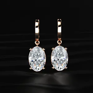 Oval Cut <b>Diamond</b> Solitaire <b>Dangle</b> Labgrown <b>Diamond</b> <b>Earrings</b> Beautiful <b>Diamond</b> <b>Earrings</b> Exclusive Jewelry from Indian Supplier. - Product Image 1