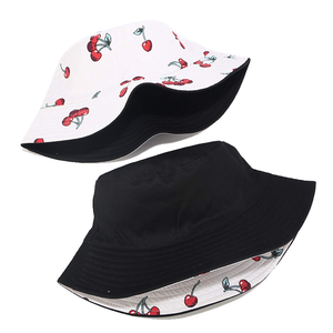 Chapeau Bob Unisexe Imprimé Cerises Printemps-Été Décontracté pour Adulte Motif Fruits Style Popeline Polyester - Product Image 3