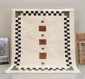 Tapis marocain en laine Beni Ourain de conception antique noué à la main grands tapis de style persan 10mm d'épaisseur pour l'espace de la salle de prière - Product Image 2