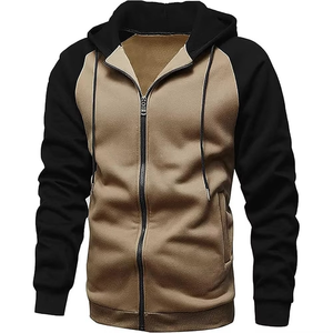Sudadera con Capucha y Cremallera para Hombre, Gris Azul, Manga Raglán, Corte Ajustado, Informal, Tejida, Transpirable, para Otoño - Product Image 4