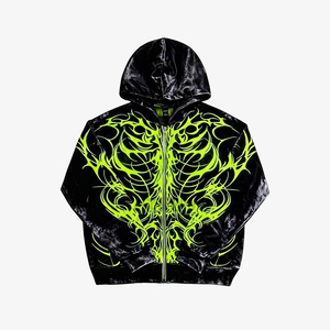 Men’s Black White Tribal Flame Print Tracksuit Set – Zip Up Hoodie Jogger <b>Pants</b> Streetwear Outfit Sweatsuit - Product Image 5