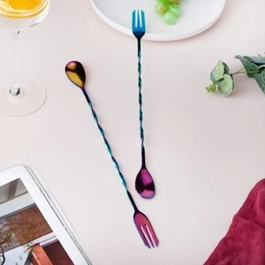 Cuillère à cocktail torsadée haut de gamme en acier inoxydable, outil de mélange de boissons, accessoire de bar professionnel de luxe - Product Image 4
