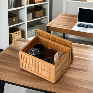 Excellent panier de rangement en bambou nouveau design en gros panier de rangement réutilisable de haute qualité avec couvercle - Product Image 1