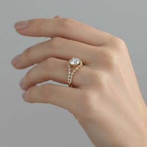 Anillo de Compromiso con Diamante Cultivado en Laboratorio, Chapado en Oro Rosa de 14K, Anillo de Novia Vintage con Diseño de Tallo Dividido, Joyería de Lujo Personalizada - Product Image 5