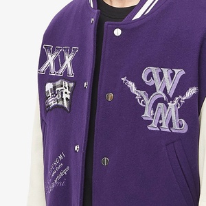 Custom Purple Embroidered Patchwork Varsity <b>Jacket</b> Men Women Unisex Vintage Letterman <b>Baseball</b> <b>Bomber</b> <b>Jacket</b> Streetwear Wool - Product Image 6