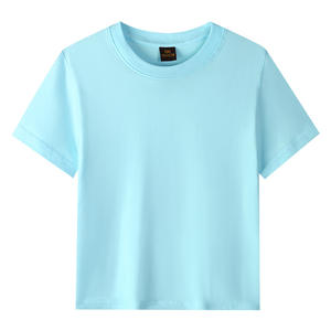 Camiseta de Verano Personalizada para Niños y Niñas, Manga Corta, Cuello Redondo, Color Caramelo, Diseño Liso, Tejido Transpirable - Product Image 3