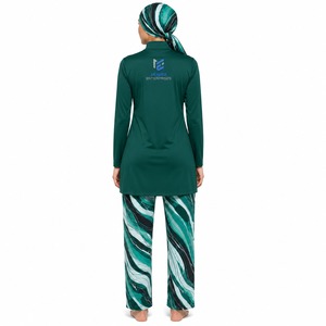 Ensemble burkini modeste personnalisé pour femmes musulmanes, maillot de bain grande taille 2 pièces, imprimé avec logo frontal, antibactérien, séchage rapide, polyester - Product Image 5