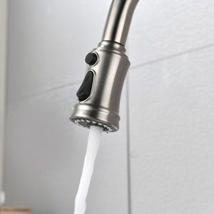 Rubinetto da cucina monocomando in acciaio inossidabile con doccetta estraibile ad arco alto, per lavello - Product Image 5