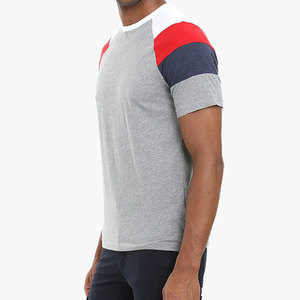 T-shirt Streetwear OEM en gros à empiècements, Nouveau design 2026, Vêtement décontracté, Col rond, T-shirt pour homme, Meilleures ventes, En vente - Product Image 3