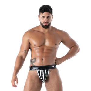 Jockstrap de Látex con Cierre, Segunda Piel, Negro, para Hombre, Ropa Interior Fetiche, Sexy, con Bolsa - Product Image 1