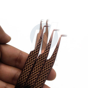 Ensemble de pinces à épiler professionnelles pour extensions de cils, antidérapantes, prise parfaite, pointes lisses, en acier inoxydable, anti-magnétiques - Product Image 4