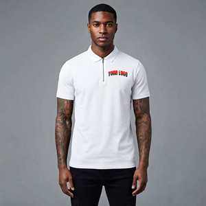 Polo de golf de punto para hombre, estilo casual, de alta calidad, corte ajustado, con logotipo bordado personalizado, de secado rápido. - Product Image 1