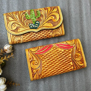 Nuevo y elegante bolso de mano de cuero de vaca con diseño de Cactus para mujer, gran oferta, monederos de vaquera de cuero genuino personalizados - Product Image 4