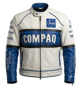Veste de moto unisexe en cuir de vache véritable imperméable à séchage rapide, équipement professionnel pour la course sur circuit - Product Image 1