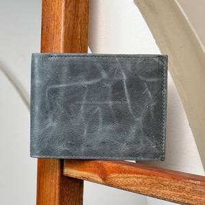 Venta al por mayor minimalista de cuero de grano completo Delgado tarjetero Cartera de alta calidad Super fino billetera de cuero genuino hombres monedero plegable - Product Image 4