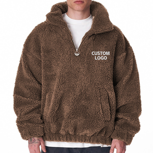 Sweat-shirt à demi-zip pour homme, chaud pour l'hiver, en polaire d'agneau, poids lourd - Product Image 1