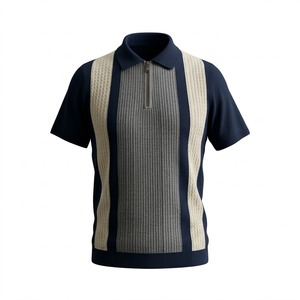 เสื้อสเวตเตอร์คอโปโลถักลายโลโก้แบบกำหนดเองสำหรับผู้ชาย สไตล์ Old Money ผ้าฝ้ายออร์แกนิค 100% - Product Image 2