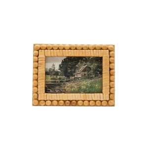 Handcrafted <b>Wood</b> Beaded Photo Frame Ribbed Cane Picture Frame Tabletop <b>Easel</b> Wall Hanging Rustic Farmhouse Home Decor Art - Product Image 5