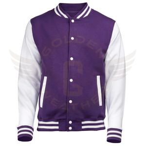 Personalizable Tallaje Grande Hombres Varsity Chaquetas Limpio Doble Costura Frente Logo Recortada Mangas de cuero al por mayor Chaqueta en blanco - Product Image 1