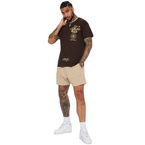 T-shirt vintage personnalisable avec logos thermocollés, décontracté, vierge, de marque, pour homme, coupe oversize, épais, et ensemble short pour homme - Product Image 2