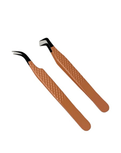 Pinzas para Pestañas con Agarre de Diamante, Pinzas de Acero Inoxidable con Punta de Fibra Profesional para Extensiones de Pestañas, Color Beige - Product Image 1