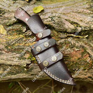 Couteau à lame fixe en acier Damas forgé à la main, personnalisable, pour la chasse, le camping et l'EDC, avec étui en cuir, vente en gros - Product Image 4