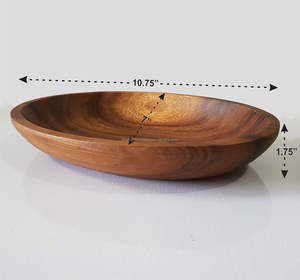 Cuenco para servir de forma ovalada de madera de acacia hecho a mano, cuenco rústico para servir para comida, ensaladas, frutas, etc. - Product Image 2