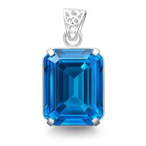 Pendentif en topaze bleue naturelle 110,30 carats, taille émeraude, pierre précieuse en argent sterling 925, certifié IGI, collier de style ethnique, vertus curatives - Product Image 6