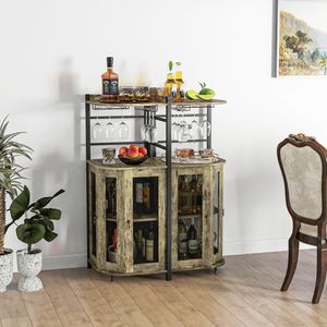 Mueble de Esquina Industrial con Portavasos y Estante Ajustable - Product Image 2