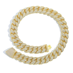 Iced Out <b>Cuban</b> <b>Link</b> <b>Chain</b> <b>Silver</b> Hip Hop Necklace Bling Thick Statement Jewelry - Product Image 2