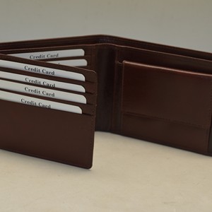 Men's Genuine Leather Slim Fold <b>Wallet</b> Brown Minimalist Short Daily Use - Product Image 6