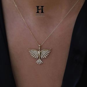 Pendentif en or 14 carats avec motif d'oiseau serti de diamants, collier de luxe, fabricant de bijoux - Product Image 5