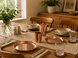 Assiette de service ovale en métal poli, moderne, résistante, de qualité alimentaire, sans BPA, fabriquée à la main, compatible lave-vaisselle, pour les fêtes - Product Image 1