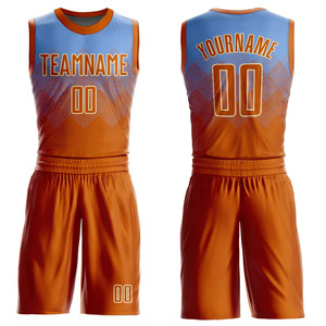 Ensembles de maillots de basket sublimés haute performance, dégradé orange-bleu, anti-humidité, unisexe, vêtements d'équipe de basket - Product Image 1