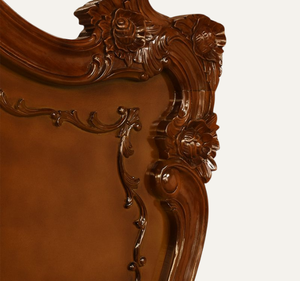 เตียงนอนไม้มะฮอกกานีแท้สไตล์ยุโรปคลาสสิกหรูหราขนาดคิงไซส์ แกะสลักด้วยมือ ทนทานและใช้งานได้หลากหลาย - Product Image 5