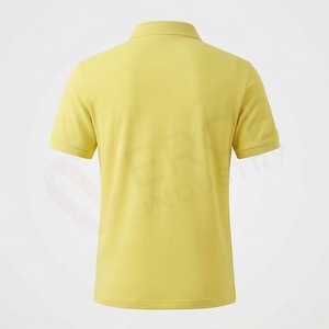 Polo en piqué 100% coton jaune à manches courtes pour homme, décontracté, respirant, coupe classique, design tricoté uni - Product Image 2