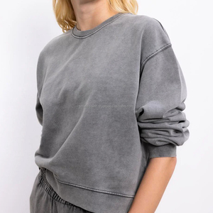 Professional Factory Supplier Women's Long Sleeve Acid Wash Cotton Fleece <b>Sweatshirt</b> New Styles for Winter - Product Image 1