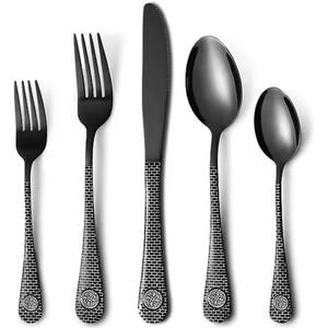 Ensemble de couverts en acier inoxydable argenté de qualité supérieure, cuillère, fourchette, couteau, vaisselle pour la cuisine, la salle à manger, l'hôtellerie - Product Image 5