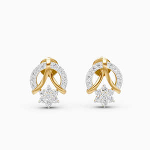 Pendientes de tuerca florales con nudo entrelazado de diamante cultivado en laboratorio de 0.31 quilates en oro amarillo, blanco y rosa de 9 quilates - Product Image 2