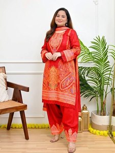 Kurti Maslin Premium Tradicional para Mujer, Reversible, Antiarrugas, Elástico, Bordado Intrincado, Bordado con Espejo de Aspecto Real - Product Image 3