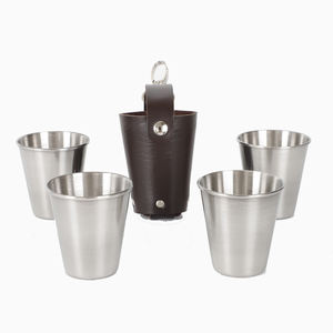 Juego de 4 Vasos de Acero Inoxidable Imra Impex con Estuche de Cuero, Logotipo y Color Personalizados, Portátil para Viajes, Camping y Whisky - Product Image 2