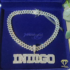 Collar de cadena con colgante de letra 'Snow Beach' con diamantes de moissanita, estilo Hip Hop, joyería de lujo personalizada - Product Image 3