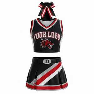 Ensemble d'uniformes de cheerleading personnalisés, noir et vert, logo panthère, impression par sublimation, tenue de cheerleader pour femmes adultes, uniformes sportifs - Product Image 6