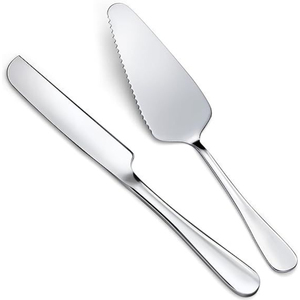 Modern Style Metal Cake Knife Set For <b>Retro</b> Themed Birthday Weddings With Beautiful Detailing On Handle And Blade - Product Image 5